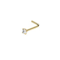 Stainless Steel Gold Nose Stud Nosepiece - L-Shaped Rod, 2.5mm Stone