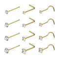 Stainless Steel Gold Nose Stud Nosepiece - S-Shaped Rod, 2.5mm Stone - view 3