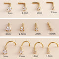 Stainless Steel Gold Nose Stud Nosepiece - S-Shaped Rod, 2.5mm Stone - view 4