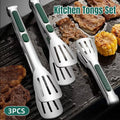 Stainless Steel Grill Food Tongs for Steak and Cooking, Pack of 3