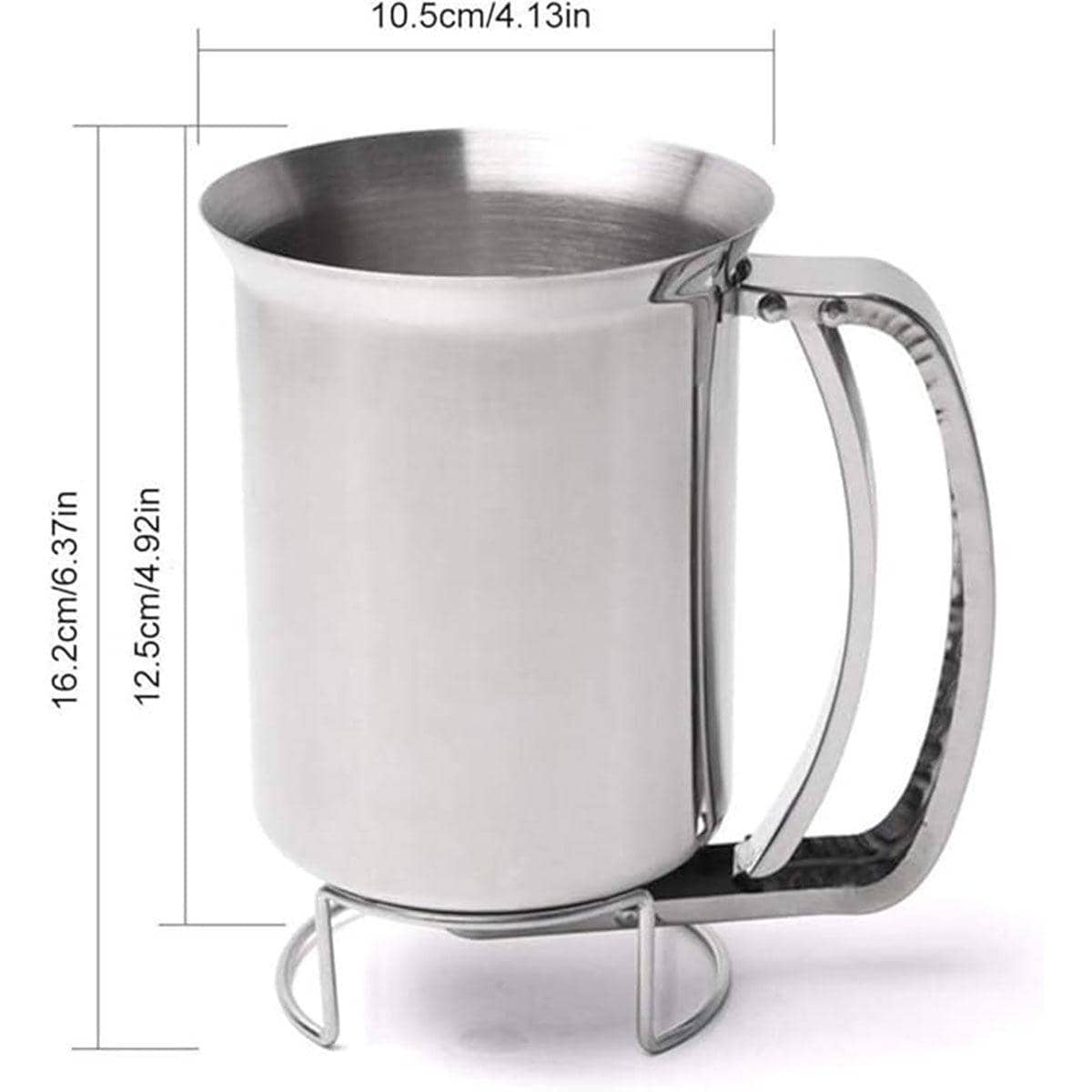 Stainless Steel Handheld Batter Dispenser, Cake Funnel for Pancakes and Muffins, Silver - view 3