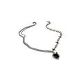 Stainless Steel Heart Pendant Necklace with Adjustable Clavicle Chain - Black Heart