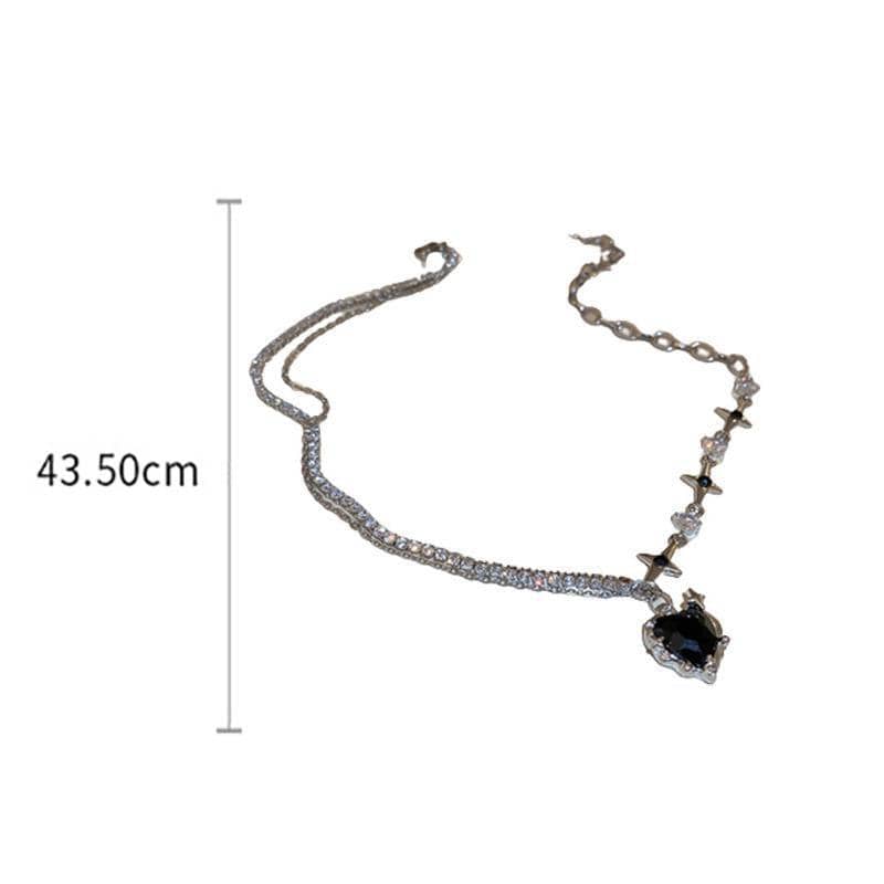 Stainless Steel Heart Pendant Necklace with Adjustable Clavicle Chain - Black Heart - view 5