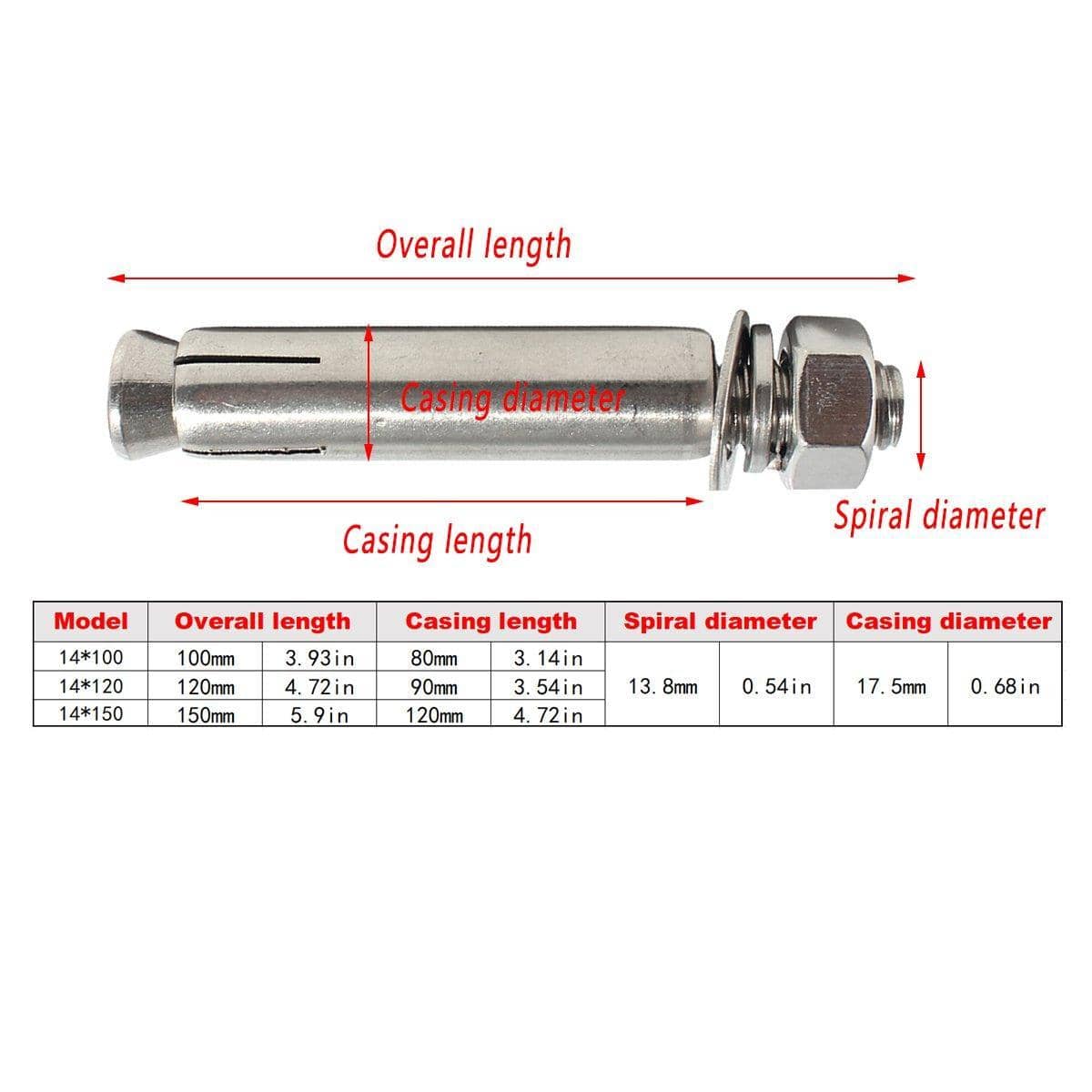 Stainless Steel Hex Sleeve Anchors, Pack of 2 - 150mm - view 4