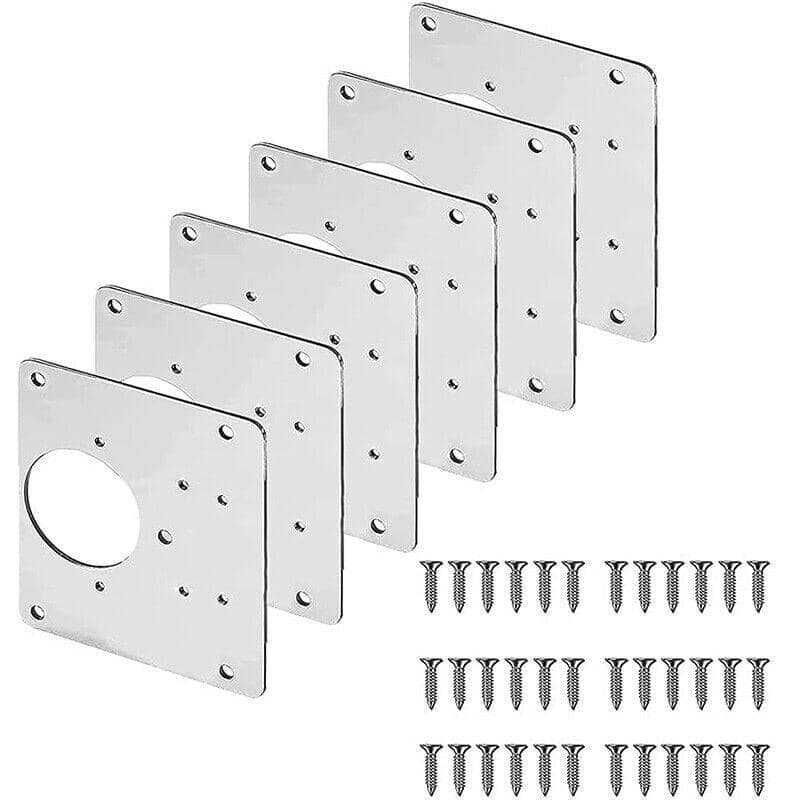 Stainless Steel Hinge Repair Plate for Cupboards and Furniture - 6 Sets