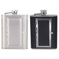 Stainless Steel Hip Flask 5 oz Portable Flagon with Funnel and Cigarette Case, Silver - view 3