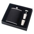 Stainless Steel Hip Flask Gift Set, 8 oz (236 ml) - Black Lychee Pattern