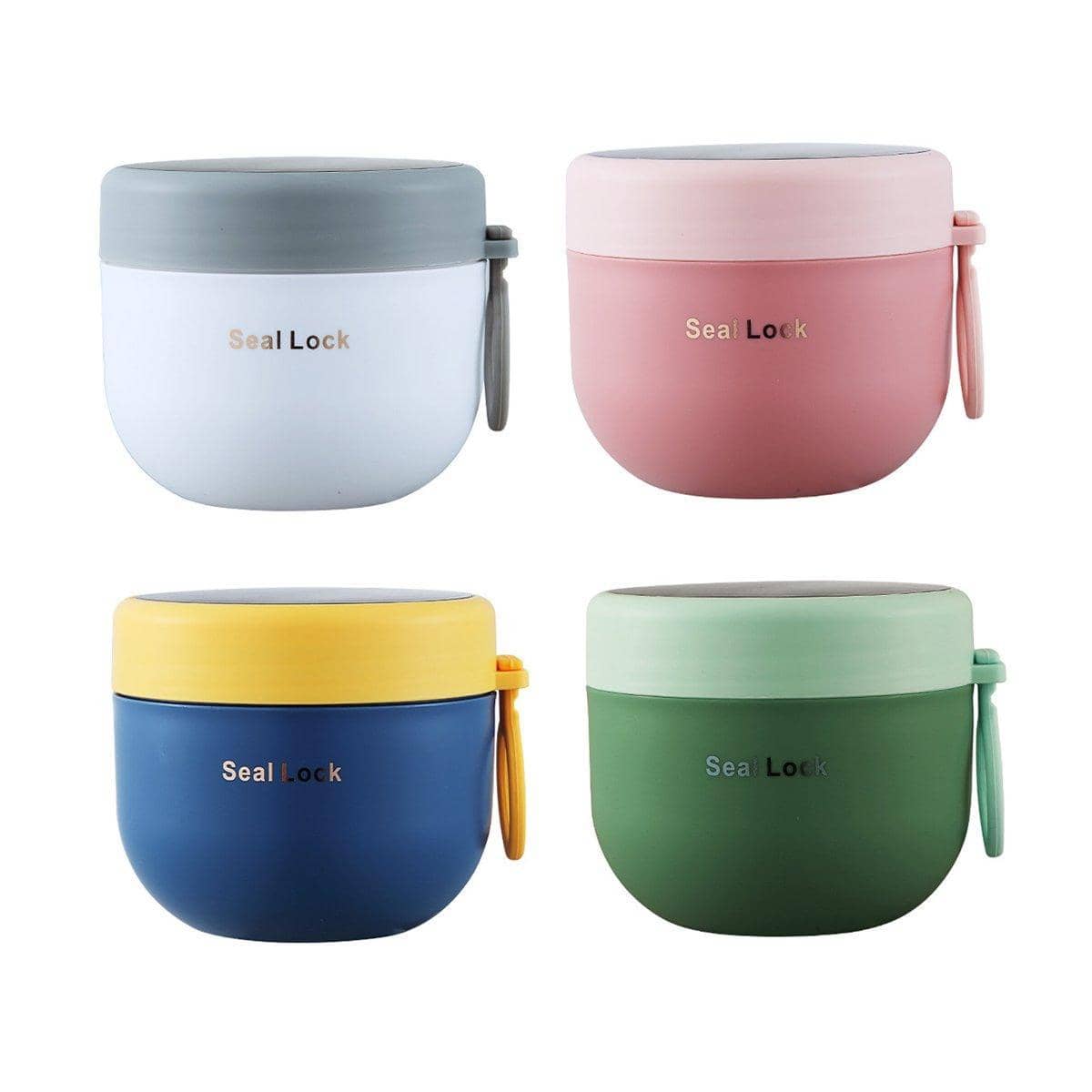 Stainless Steel Insulated Lunch Box, 600ml - Blue with Yellow Lid - view 3