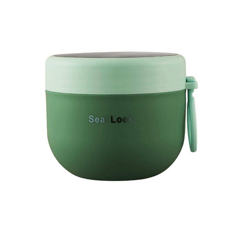 Stainless Steel Insulated Lunch Box, 600ml - Green with Mint Lid