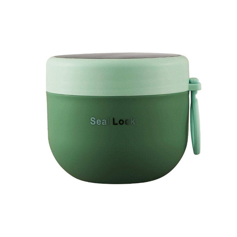 Stainless Steel Insulated Lunch Box, 600ml - Green with Mint Lid