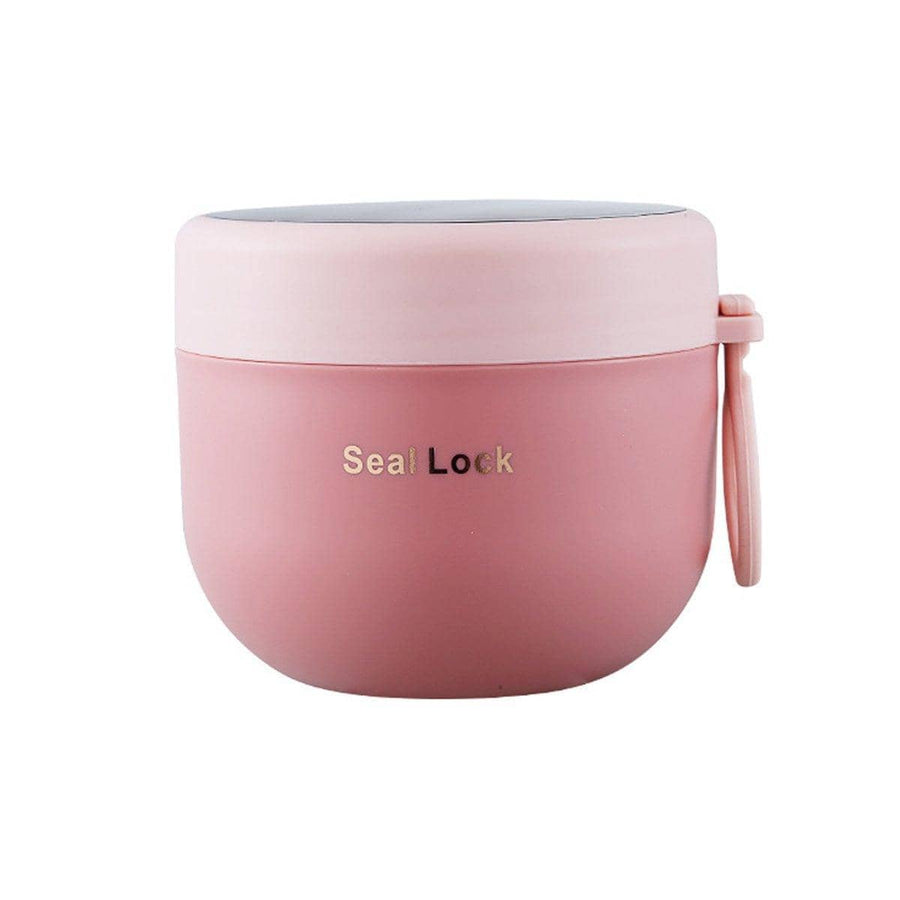 Stainless Steel Insulated Lunch Box, 600ml - Pink with Light Pink Lid