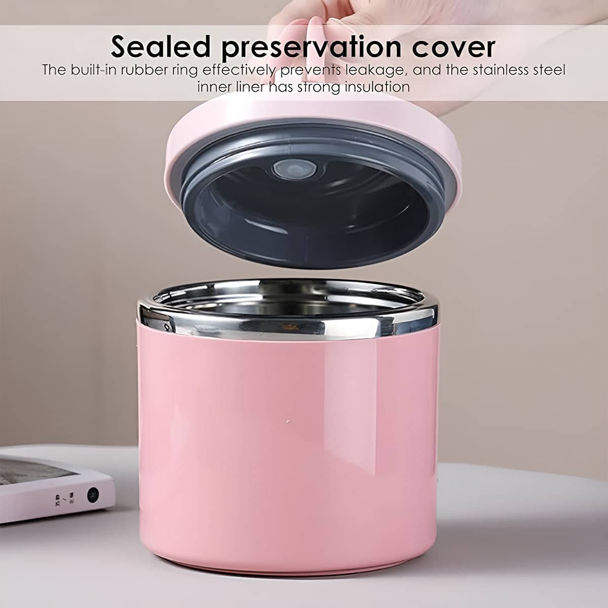 Stainless Steel Insulated Lunch Box - Pink, 1000ml - view 5