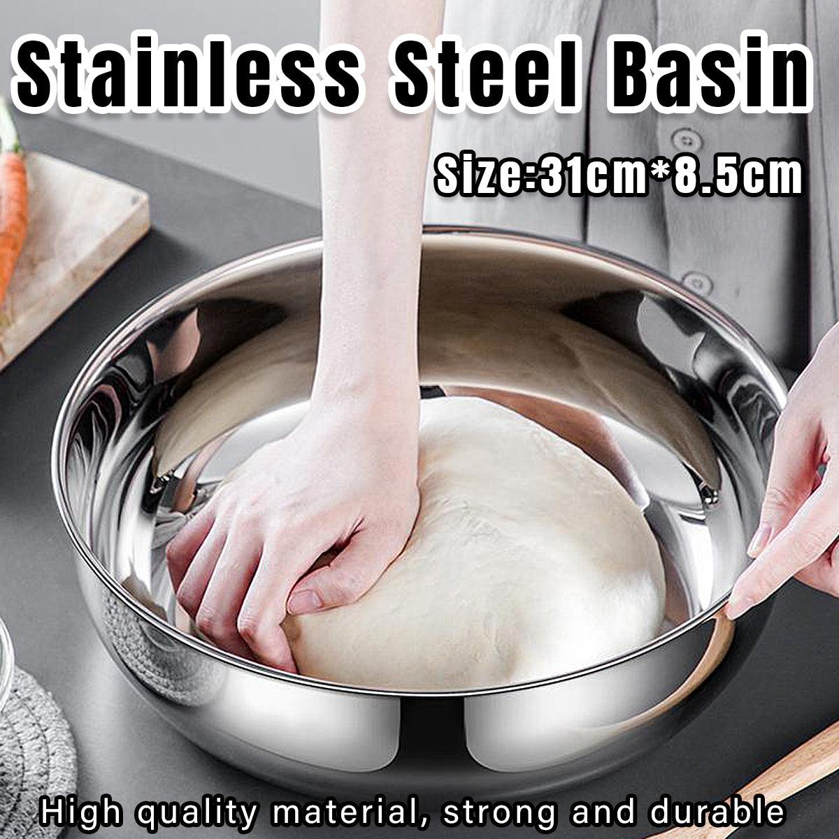 Stainless Steel Kneading Bowl for Baking and Cooking - 31 x 8.5 cm