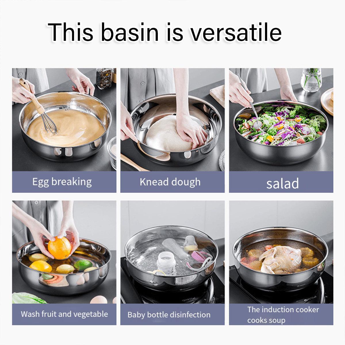 Stainless Steel Kneading Bowl for Baking and Cooking - 31 x 8.5 cm - view 5
