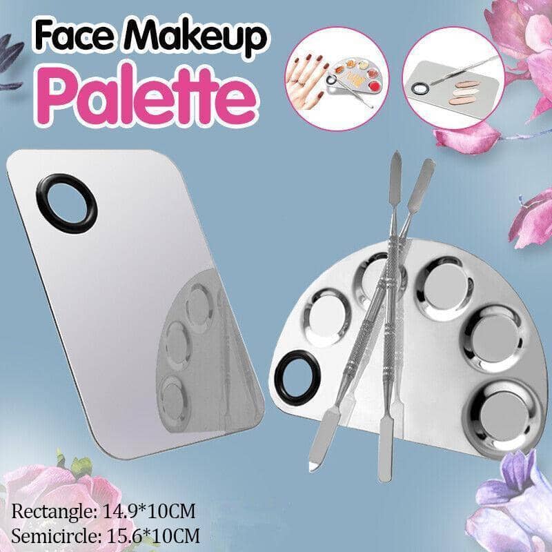 Stainless Steel Makeup Mixing Palette and Spatula Tool - Semicircle - view 2