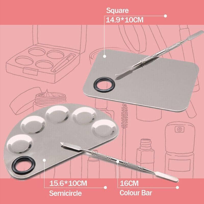 Stainless Steel Makeup Mixing Palette and Spatula Tool - Semicircle - view 3