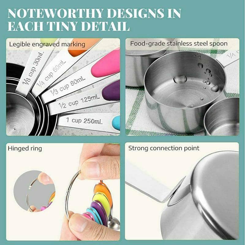 Stainless Steel Measuring Cups and Spoons Set, 10 Piece for Baking - view 4