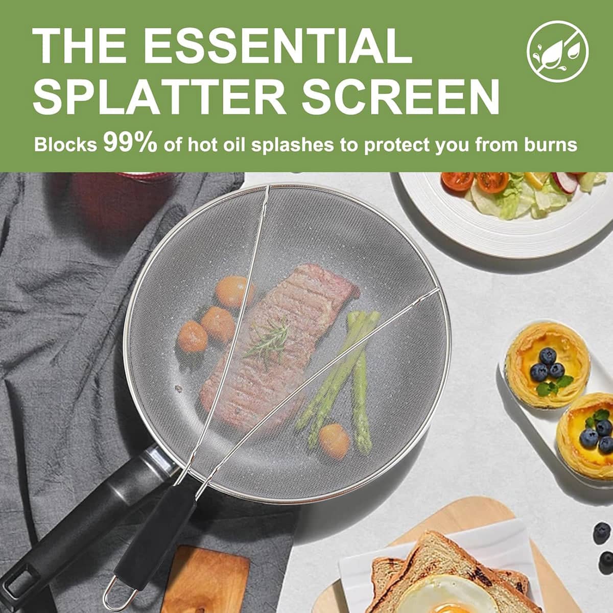 Stainless Steel Mesh Splatter Screen for Frying Pan - 29cm - view 5