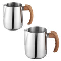 Stainless Steel Milk Frothing Pitcher with Wooden Handle - 600ml - view 3