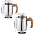 Stainless Steel Milk Frothing Pitcher with Wooden Handle - 600ml - view 4