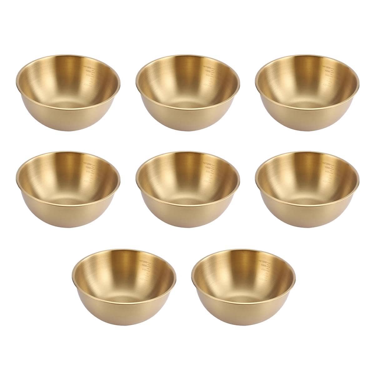 Stainless Steel Mixing Bowl Set of 8 Gold 1200 ml Salad Noodle Serving Bowls - view 2