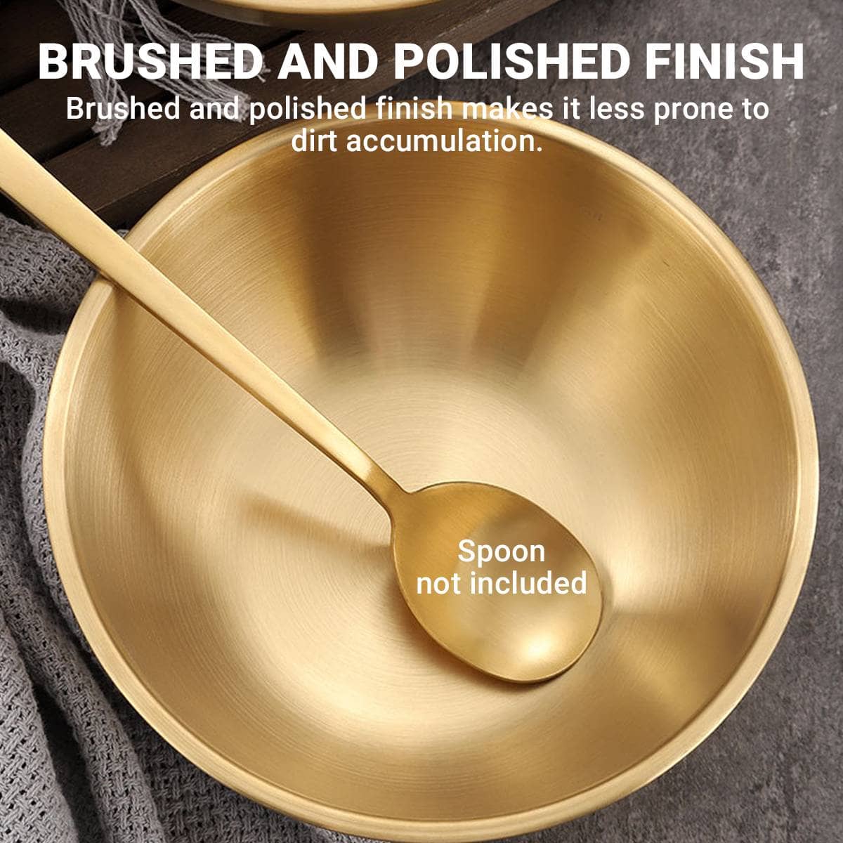 Stainless Steel Mixing Bowl Set of 8 Gold 1200 ml Salad Noodle Serving Bowls - view 4