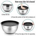 Stainless Steel Mixing Bowl Set with Black Lids, 5 Piece - view 5