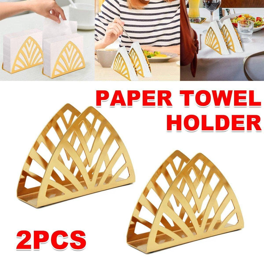 Stainless Steel Napkin Holders, Gold Geometric Design, Pack of 2