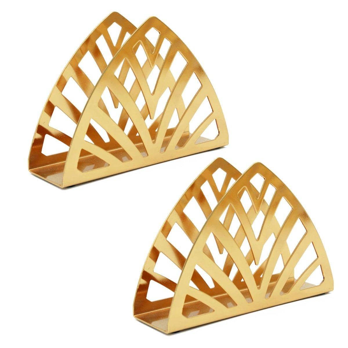 Stainless Steel Napkin Holders, Gold Geometric Design, Pack of 2 - view 2