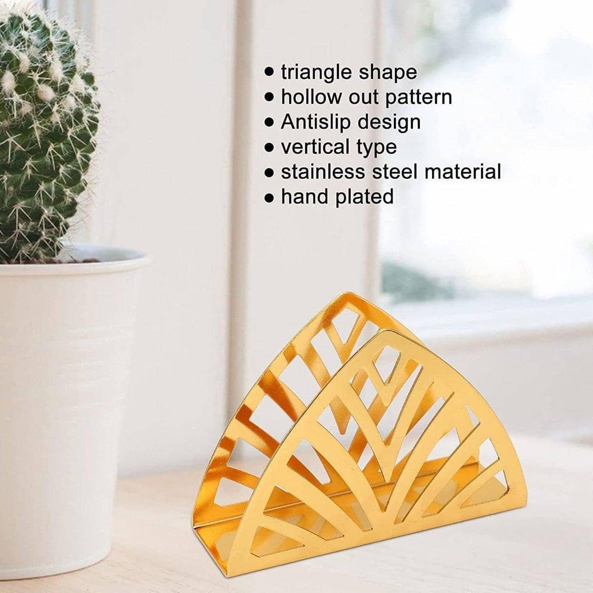 Stainless Steel Napkin Holders, Gold Geometric Design, Pack of 2 - view 4