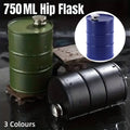 Stainless Steel Oil Drum Hip Flask, 750 ml Camping Flask - Black - view 2