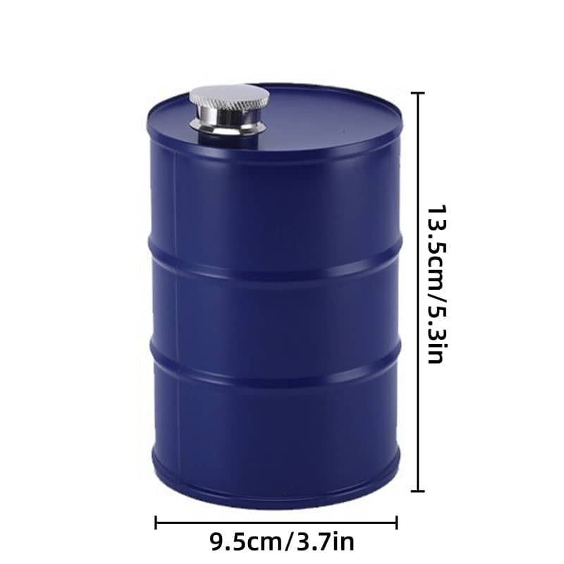 Stainless Steel Oil Drum Hip Flask, 750 ml Camping Flask - Black - view 4