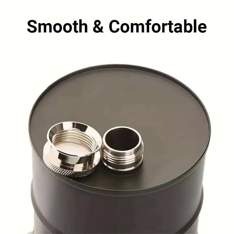 Stainless Steel Oil Drum Hip Flask, 750 ml Camping Flask - Black - view 5