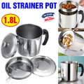 Stainless Steel Oil Strainer Pot with Fine Mesh Filter, 1.8 L Capacity