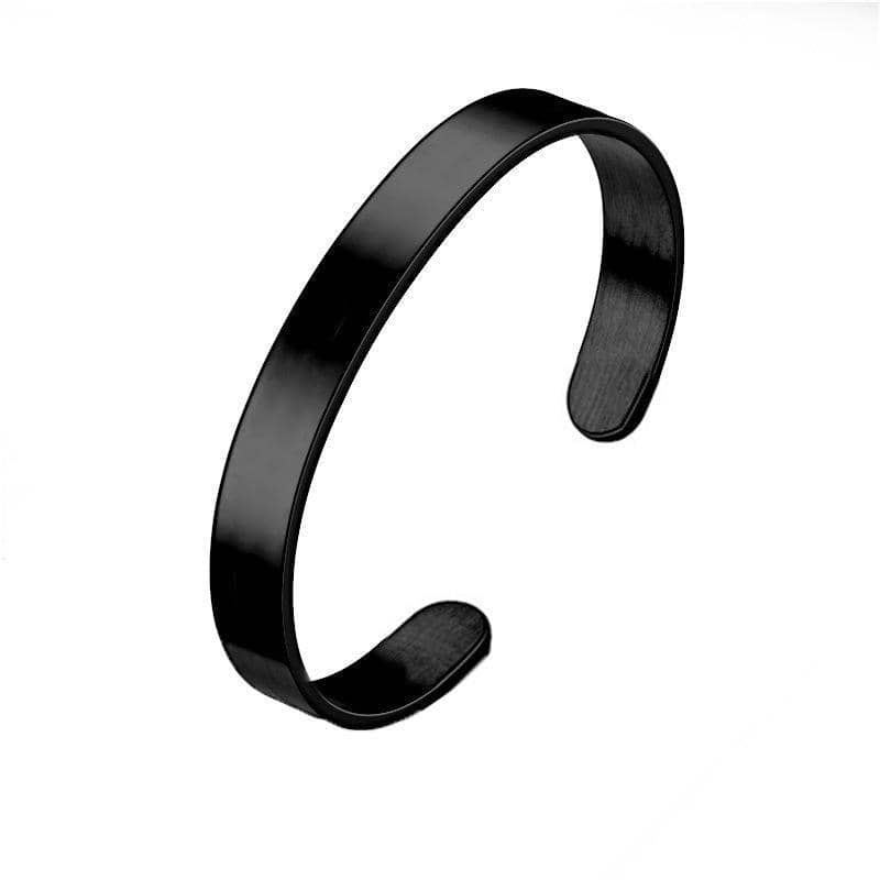 Stainless Steel Open Cuff Bracelet, 8 mm Wide - Black