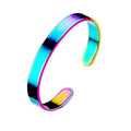 Stainless Steel Open Cuff Bracelet, 8 mm Wide - Rainbow