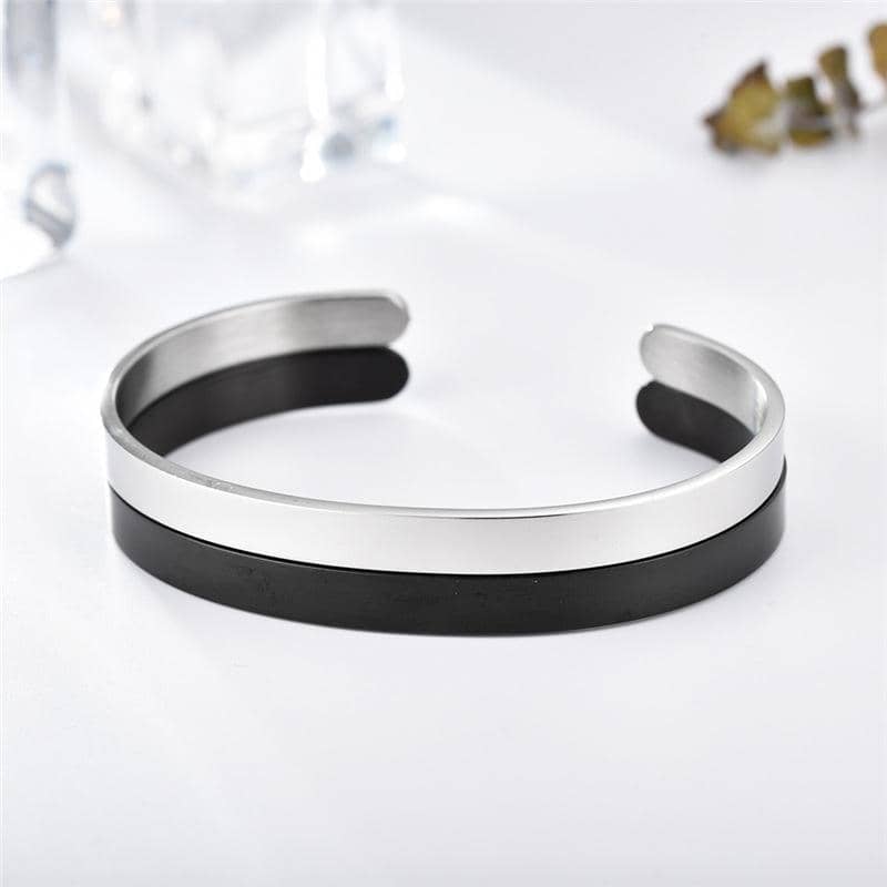 Stainless Steel Open Cuff Bracelet, 8 mm Wide - Rainbow - view 5