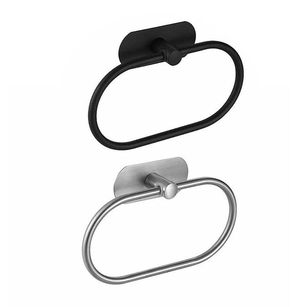 Stainless Steel Oval Hand Towel Ring with Adhesive Backing - Silver - view 3