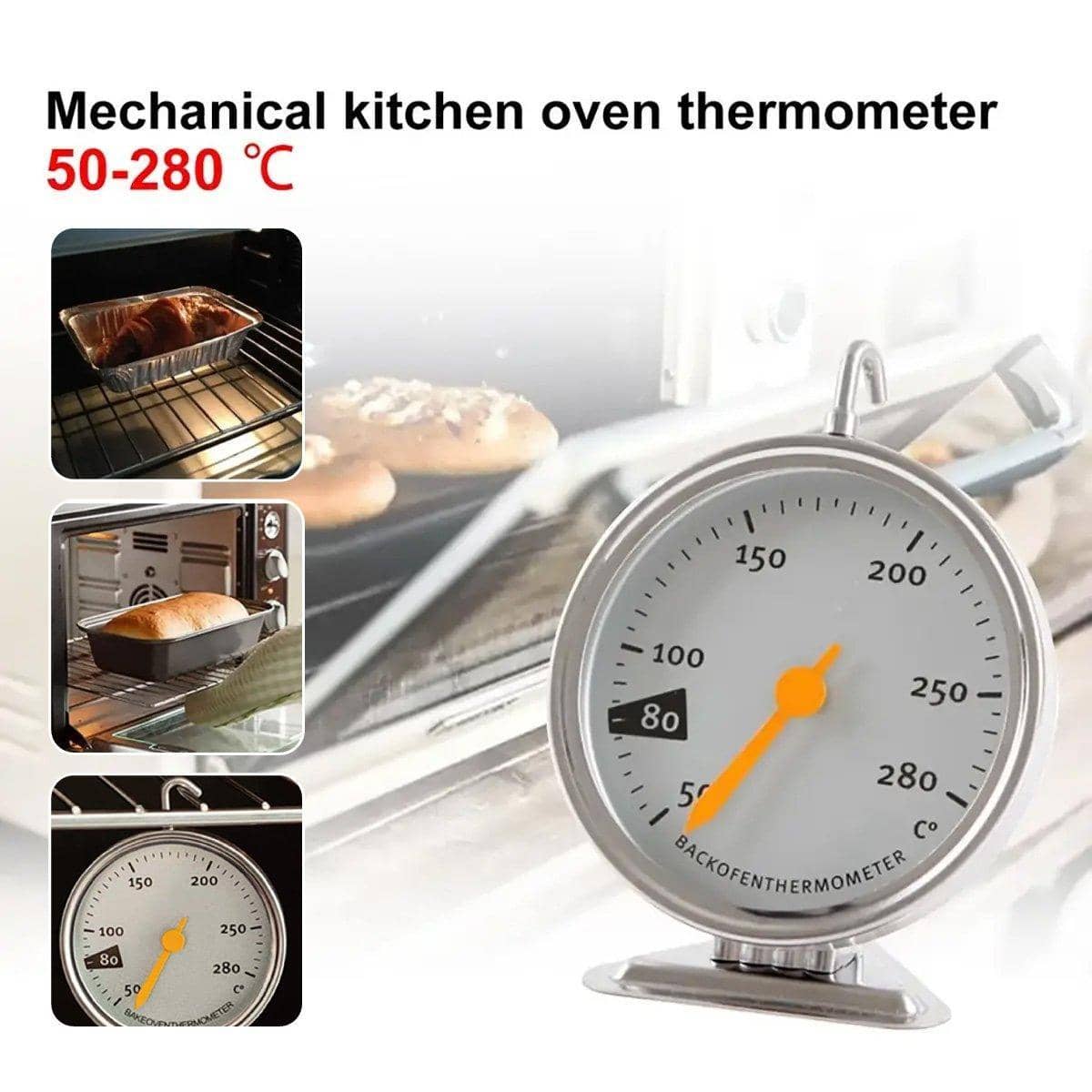 Stainless Steel Oven Thermometer for Baking and Roasting, 50°C to 280°C