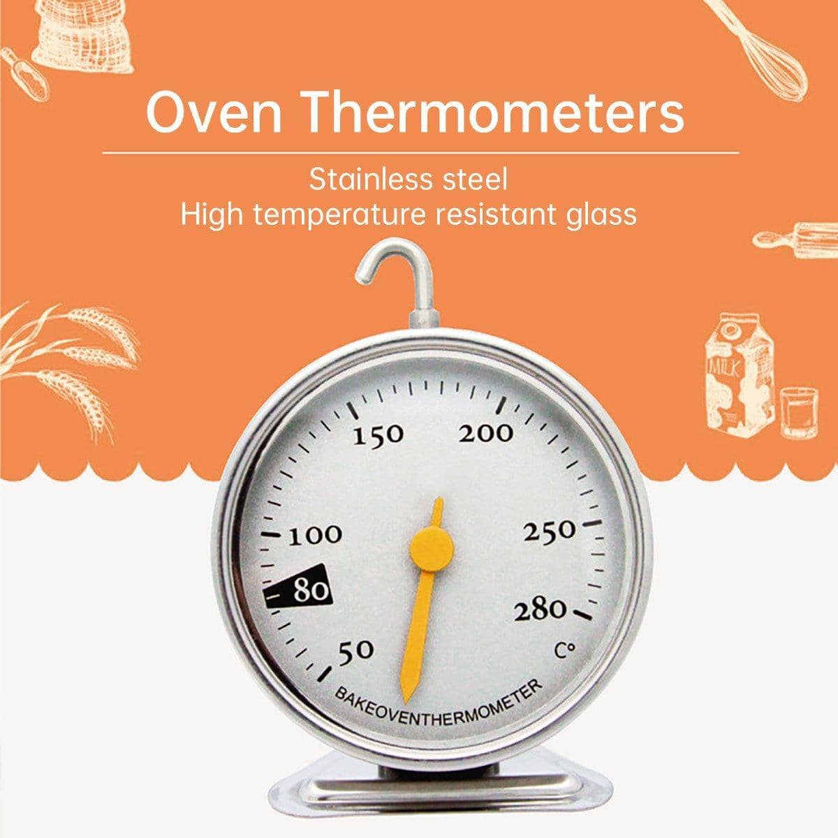 Stainless Steel Oven Thermometer for Baking and Roasting, 50°C to 280°C - view 4