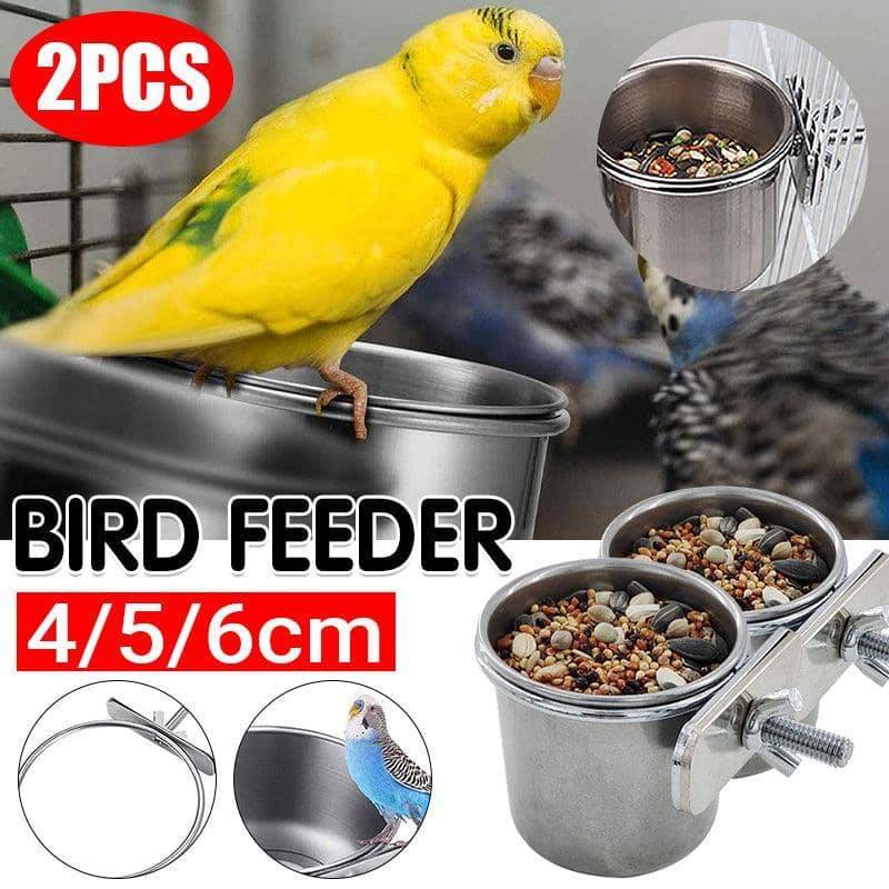 Stainless Steel Parrot Feeder Bowls for Bird Cages - 5 cm Diameter, Pack of 2 - view 2