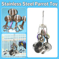 Stainless Steel Parrot Toy with Bell and Paper Rings for Birdcages