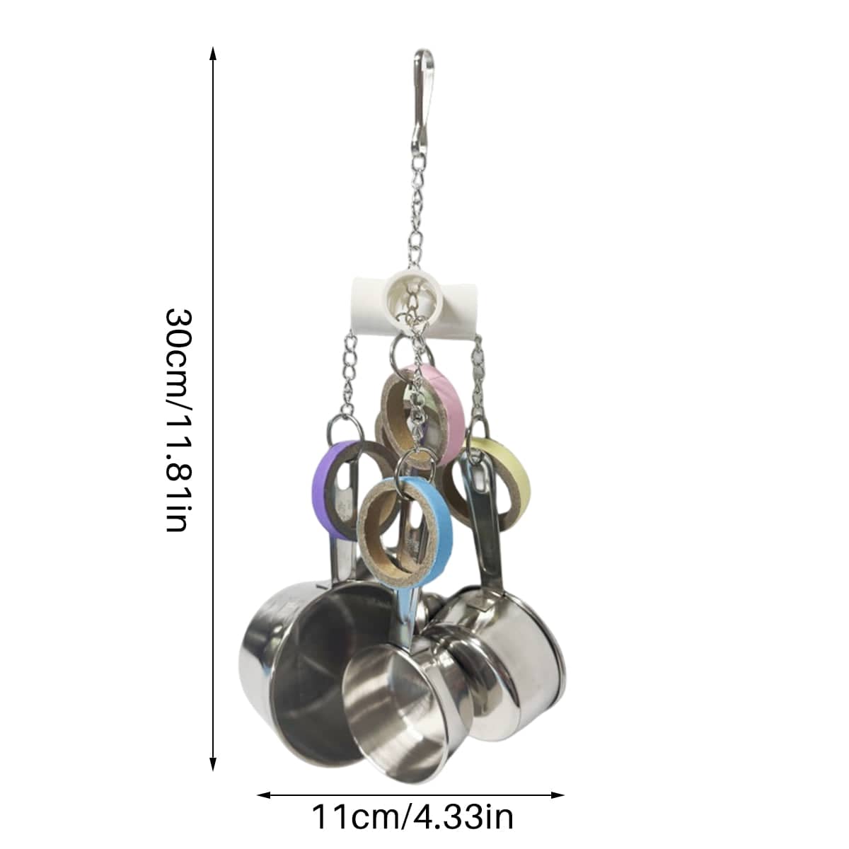 Stainless Steel Parrot Toy with Bell and Paper Rings for Birdcages - view 3