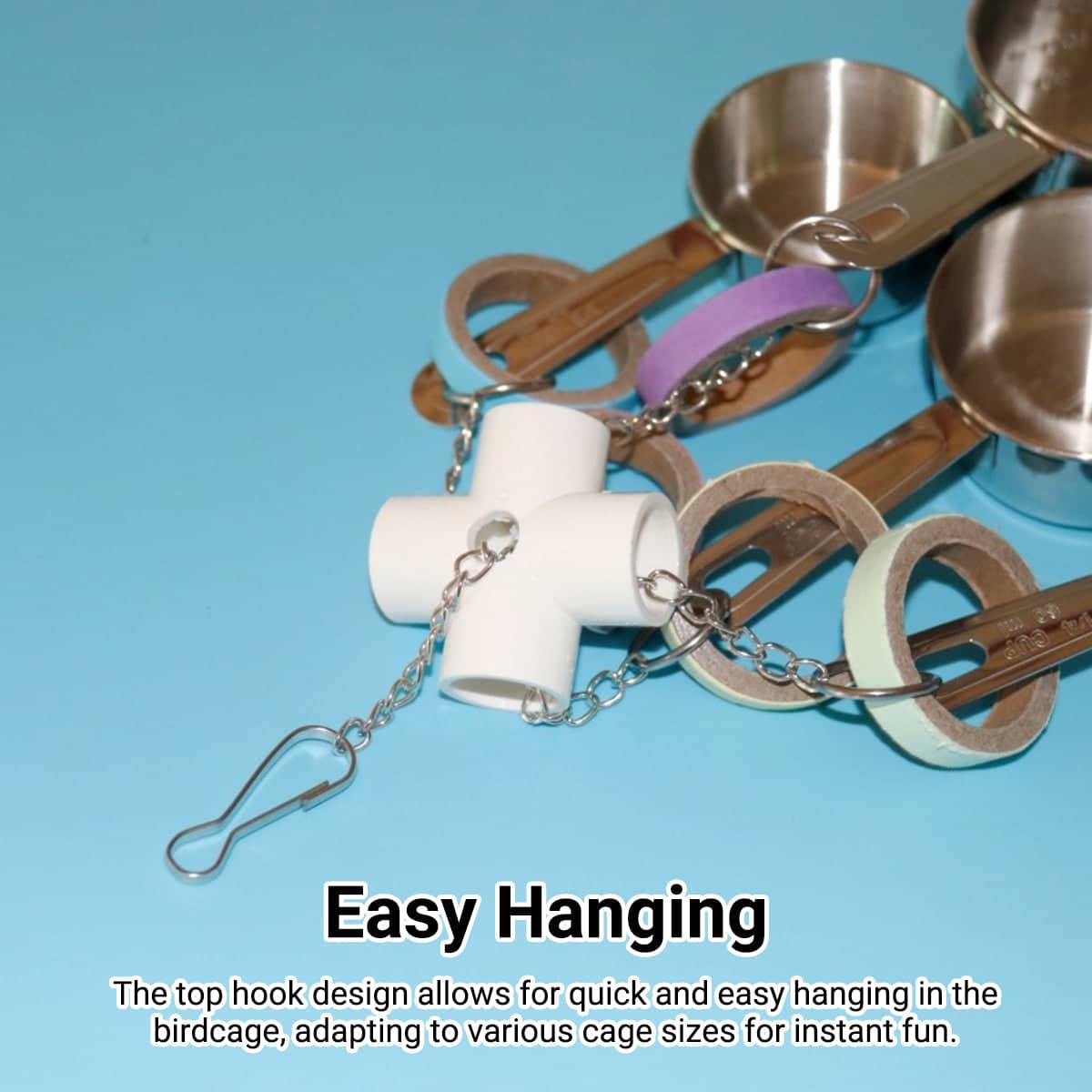 Stainless Steel Parrot Toy with Bell and Paper Rings for Birdcages - view 4