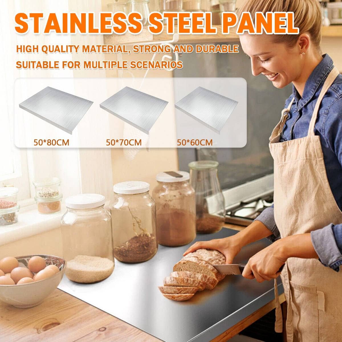 Stainless Steel Pastry Board - 50 x 70cm, Counter Hook Lip - view 2
