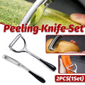 Stainless Steel Peeling Knife Set, 2 Piece - Silver and Black