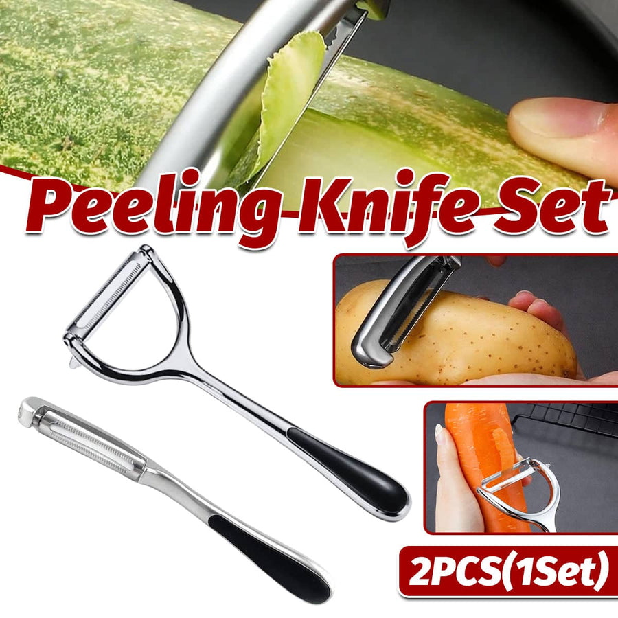 Stainless Steel Peeling Knife Set, 2 Piece - Silver and Black