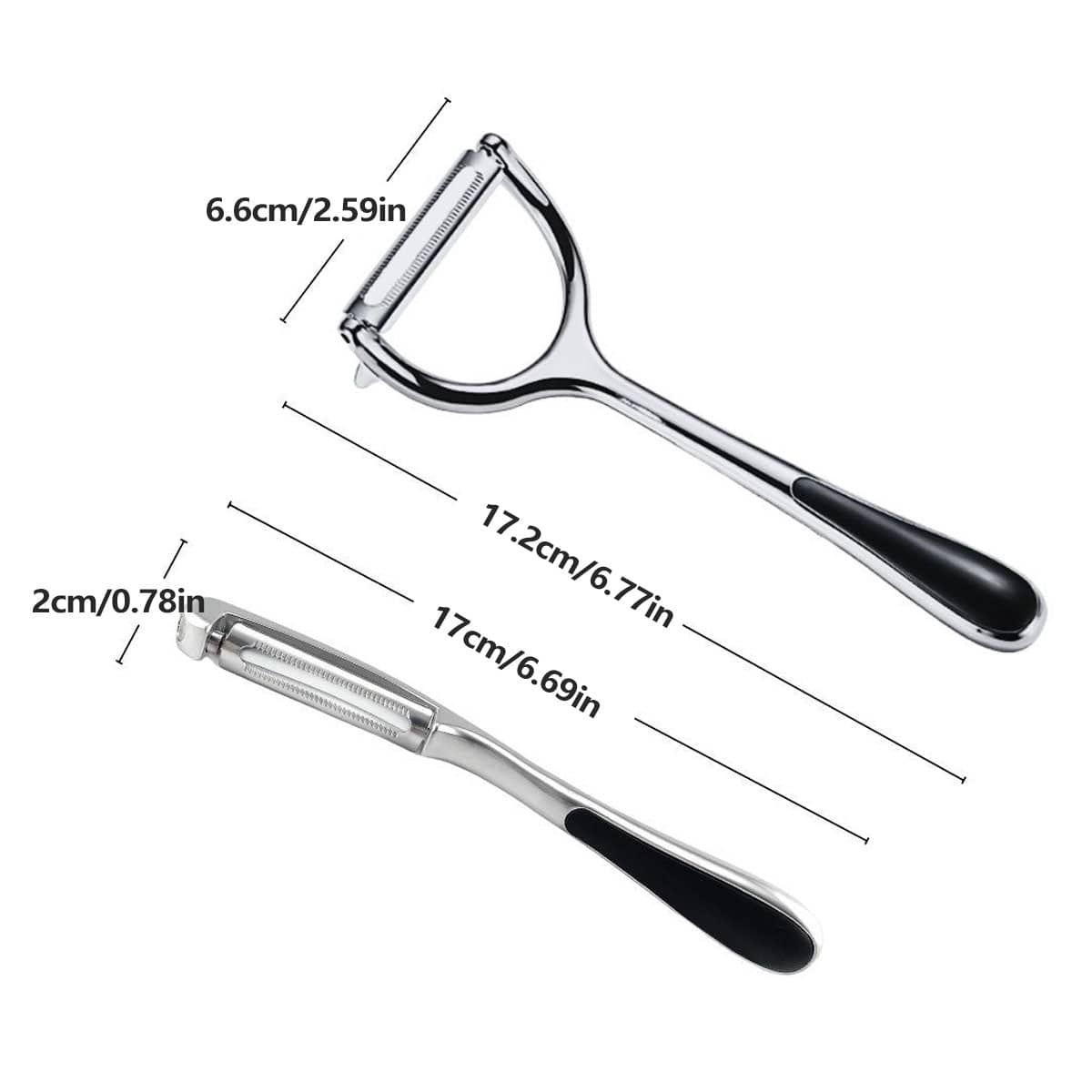 Stainless Steel Peeling Knife Set, 2 Piece - Silver and Black - view 3