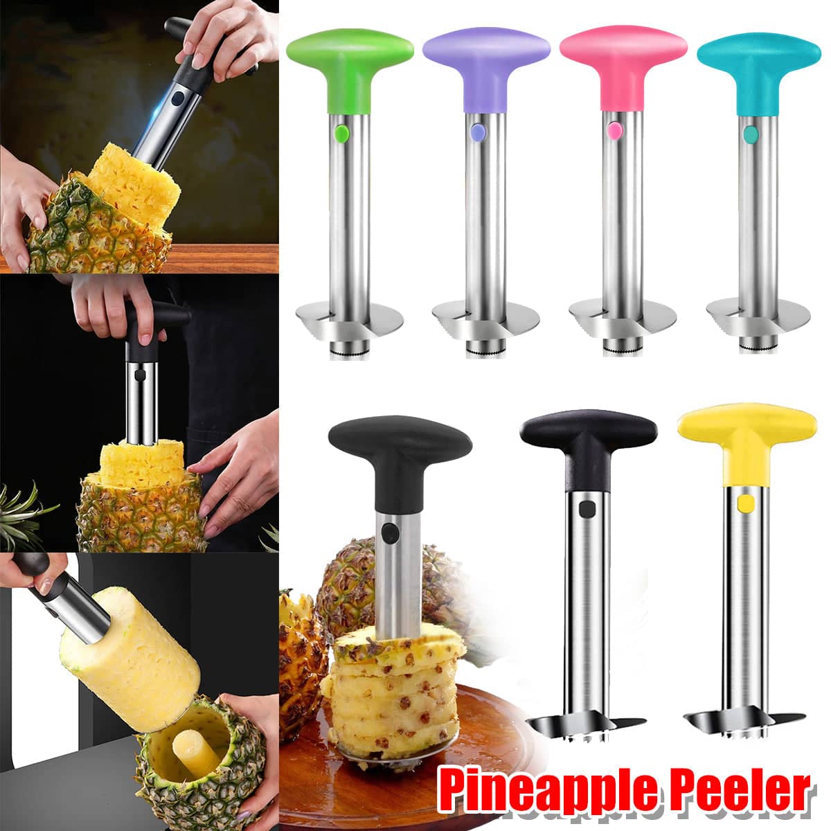 Stainless Steel Pineapple Corer and Slicer - Lime Green - view 2