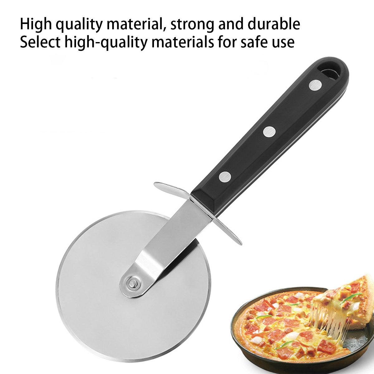Stainless Steel Pizza Wheel Cutter with Finger Guard - view 4